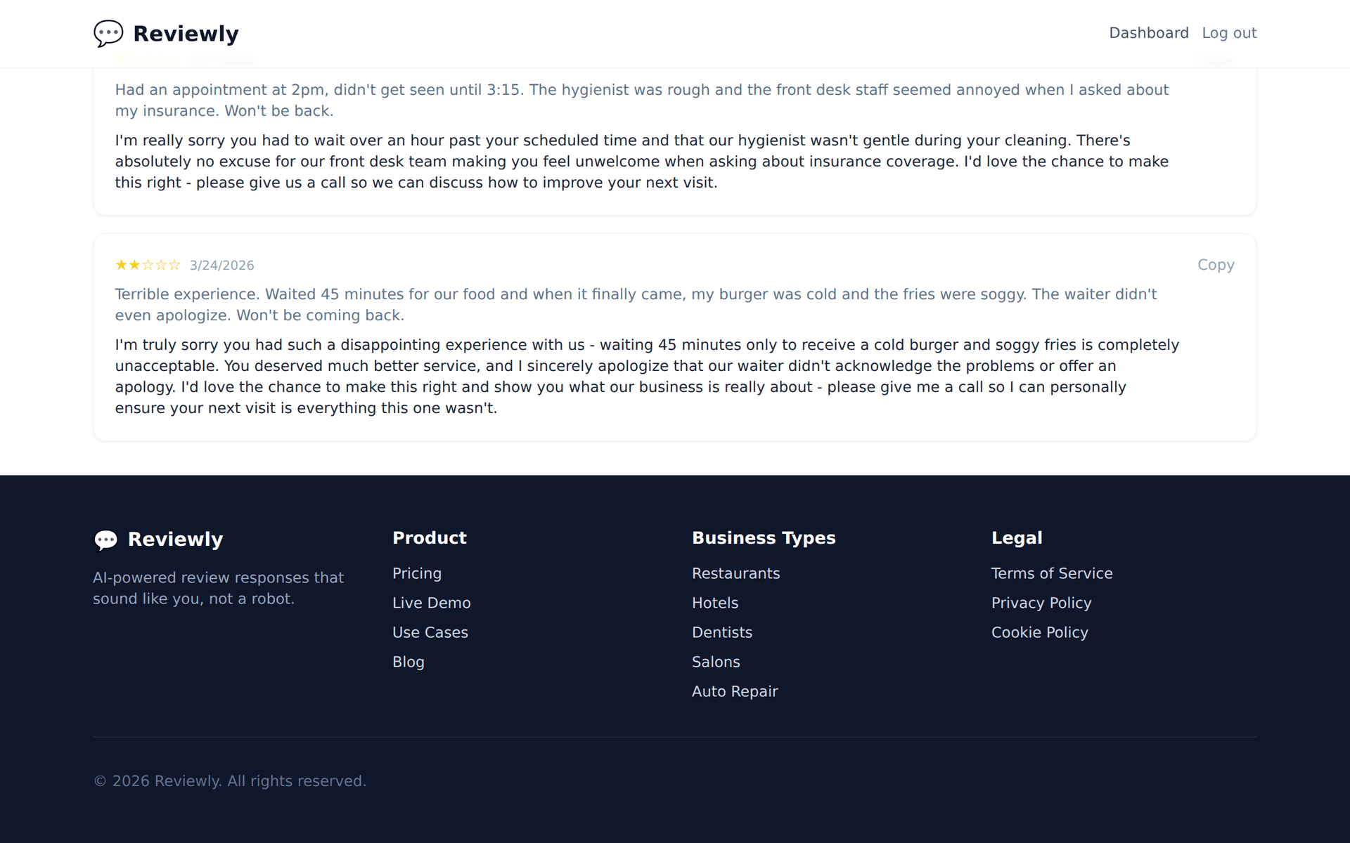 Cheap review management software dashboard